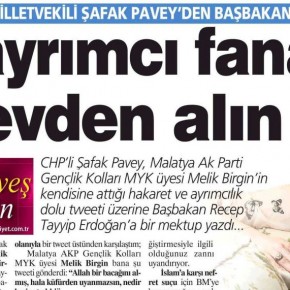 "BAŞBAKANA AÇIK MEKTUP; Ayrımcı Fanatiği Görevden Alın "